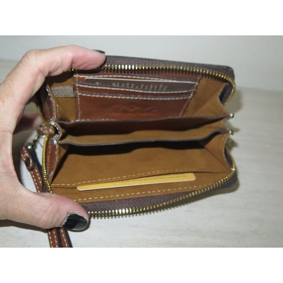 Patricia Nash S1470618 Riot Rust Ragusa Signature Map Leather Wristlet Wallet - Picture 6 of 10